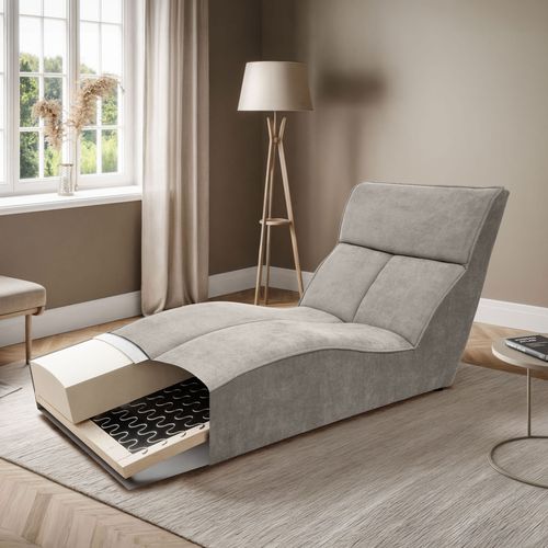 Méridienne San Diego En Velours, Beige