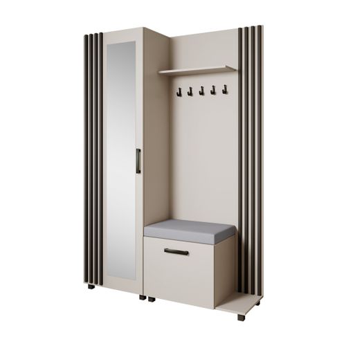 Livia Set De Vestiaire Avec Cintres Et Miroir 207 Cm, Cachemire + Noir, Côté Droite