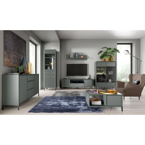 Bureau Linna Ls‑12 – 1 Tiroir, Décor Bois Rainuré Green Stone.
