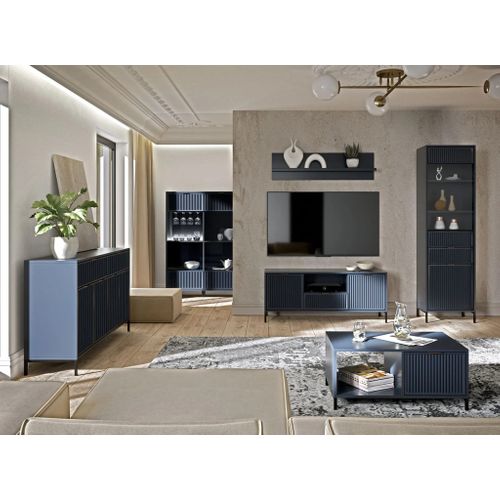 Bureau Linna Ls‑12 – 1 Tiroir, Décor Bois Rainuré Indigo.