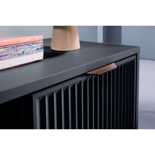 Bureau Linna Ls‑12 – 1 Tiroir, Décor Bois Rainuré Indigo.