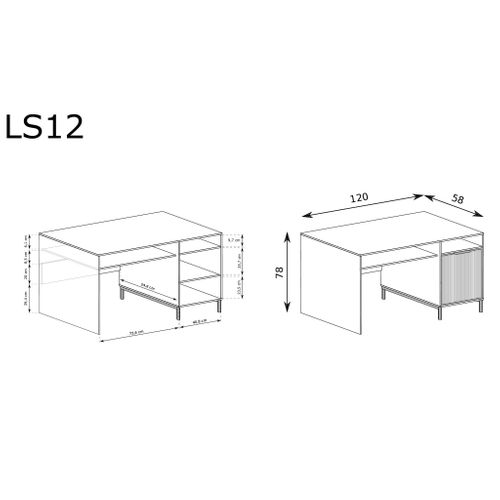 Bureau Linna Ls‑12 – 1 Tiroir, Décor Bois Rainuré Indigo.