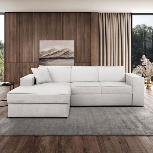 Canapé D'angle Convertible Pedro L, 267 Cm, Beige Clair, Côté Gauche