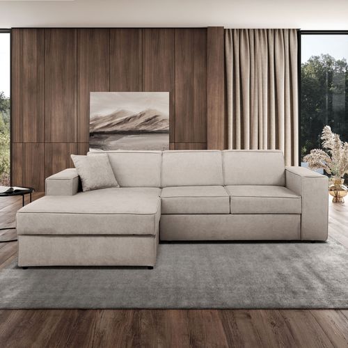 Canapé D'angle Convertible Pedro L, 267 Cm, Marron Clair, Côté Gauche