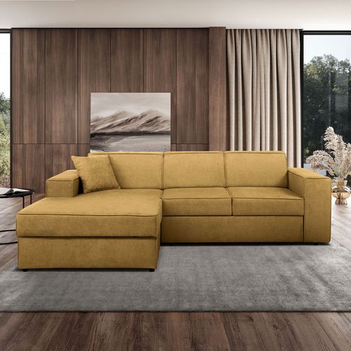 Canapé D'angle Convertible Pedro L, 267 Cm, Jaune, Côté Gauche