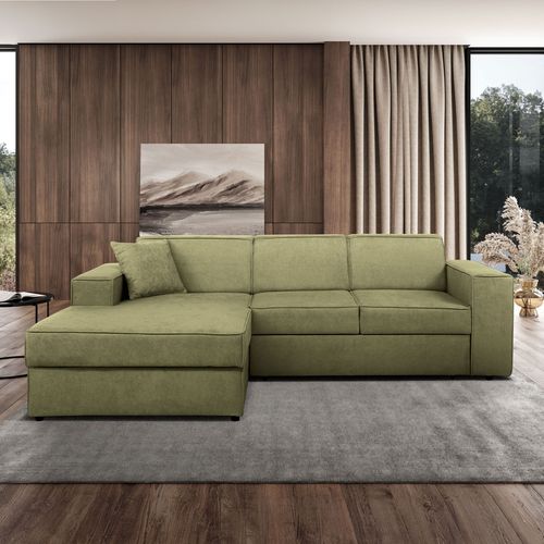 Canapé D'angle Convertible Pedro L, 267 Cm, Vert, Côté Gauche