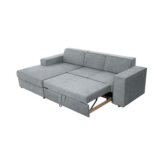 Canapé D'angle Convertible Pedro L, 267 Cm, Gris Clair, Côté Gauche