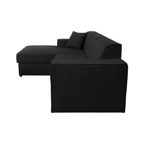 Canapé D'angle Convertible Pedro L, 267 Cm, Noir, Côté Gauche