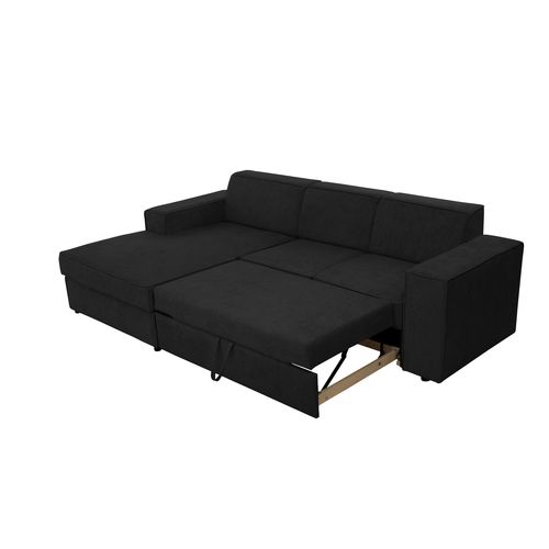 Canapé D'angle Convertible Pedro L, 267 Cm, Noir, Côté Gauche