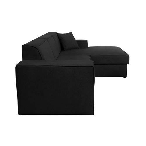 Canapé D'angle Convertible Pedro L, 267 Cm, Noir, Côté Droite