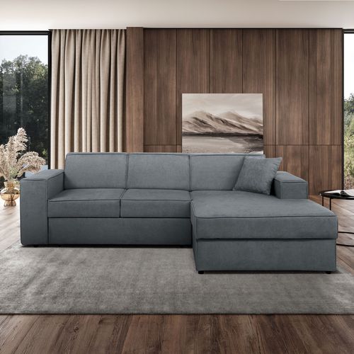 Canapé D'angle Convertible Pedro L, 267 Cm, Gris, Côté Droite