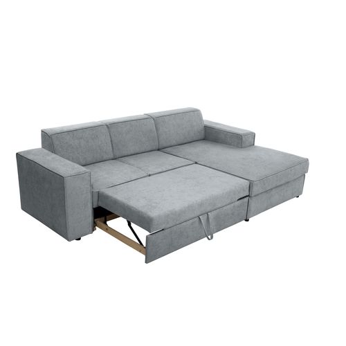 Canapé D'angle Convertible Pedro L, 267 Cm, Gris Clair, Côté Droite