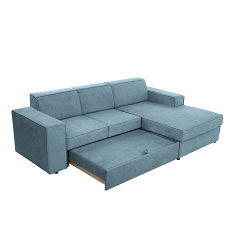 Canapé D'angle Convertible Pedro L, 267 Cm, Bleu Clair, Côté Droite