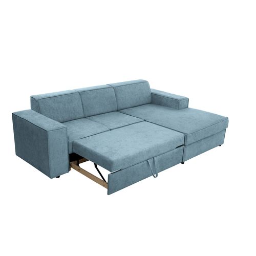 Canapé D'angle Convertible Pedro L, 267 Cm, Bleu Clair, Côté Droite