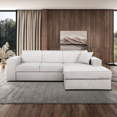 Canapé D'angle Convertible Pedro L, 267 Cm, Beige Clair, Côté Droite