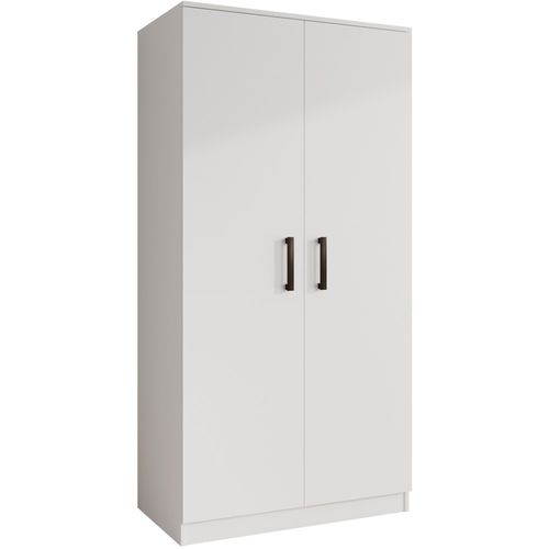 Armoire Trend 2 Portes 90 Cm Blanc – Penderie, 5 Étagères