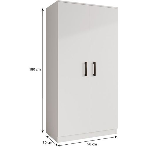 Armoire Trend 2 Portes 90 Cm Chêne Artisan– Penderie, 5 Étagères