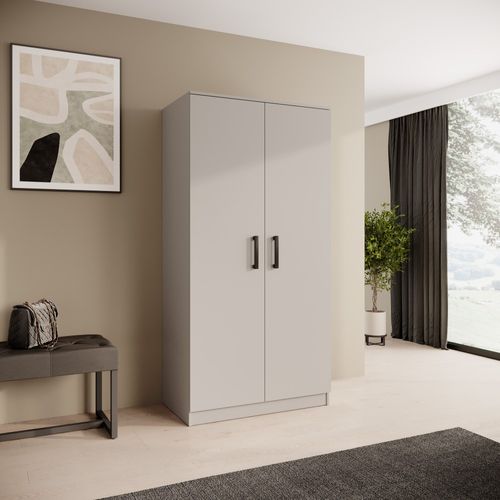 Armoire Trend 2 Portes 90 Cm Cachemire – Penderie, 5 Étagères