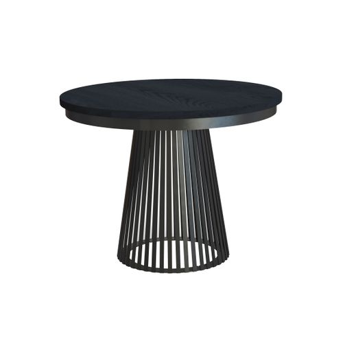 Table Ronde Lumi Ø 100–180 Cm Extensible, Pieds En Métal, Style Loft, Couleur : Noir/noir