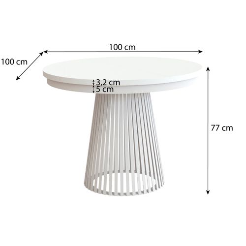 Table Ronde Lumi Ø 100–180 Cm Extensible, Pieds En Métal, Style Loft, Couleur : Cachemire/cachemire