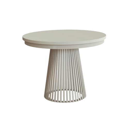 Table Ronde Lumi Ø 100–180 Cm Extensible, Pieds En Métal, Style Loft, Couleur : Cachemire/cachemire