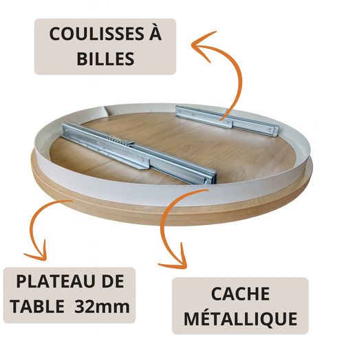 Table Ronde Kris Ø 100–140 Cm Extensible, Pieds En Métal, Style Loft, Coloris : Blanc/blanc