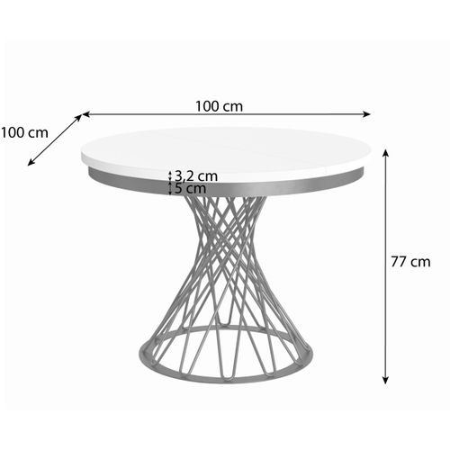 Table Ronde Laura Ø 100–140 Cm Extensible, Pieds En Métal, Style Loft, Couleur : Noir/noir