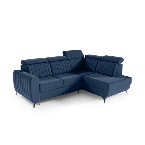 Canapé D’angle Connor II Convertible Avec Coffre - Ottomane Droit - Bleu Marine