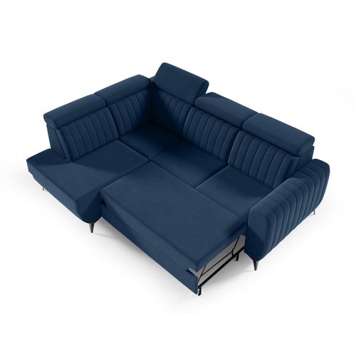 Canapé D’angle Connor II Convertible Avec Coffre - Ottomane Gauche - Bleu Marine