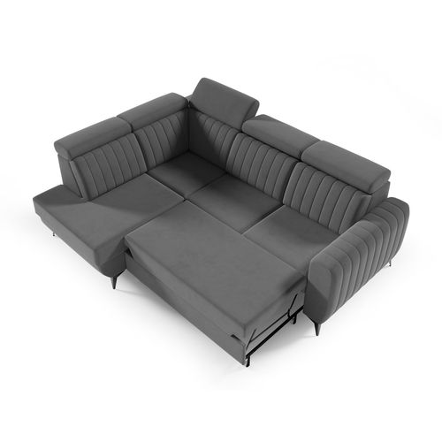 Canapé D’angle Connor II Convertible Avec Coffre - Ottomane Gauche - Gris Foncé