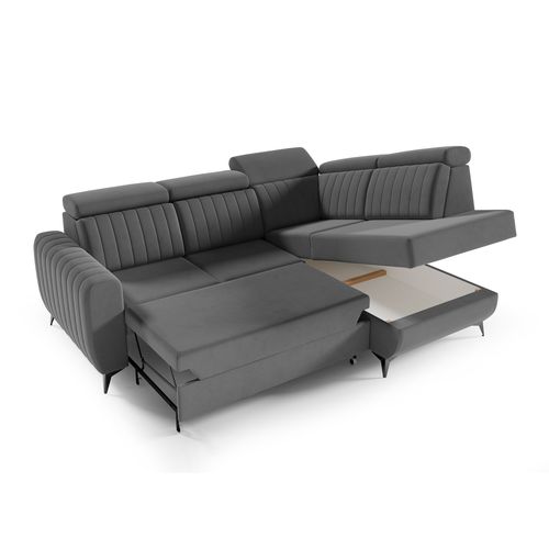 Canapé D’angle Connor II Convertible Avec Coffre - Ottomane Droit - Gris Foncé