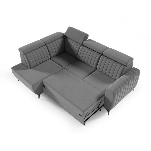 Canapé D’angle Connor II Convertible Avec Coffre - Ottomane Gauche - Gris