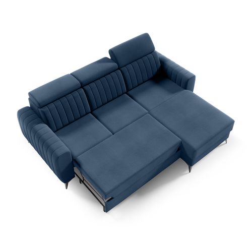 Canapé D’angle Connor I Convertible Avec Coffre - Ottomane Universelle - Bleu Marine