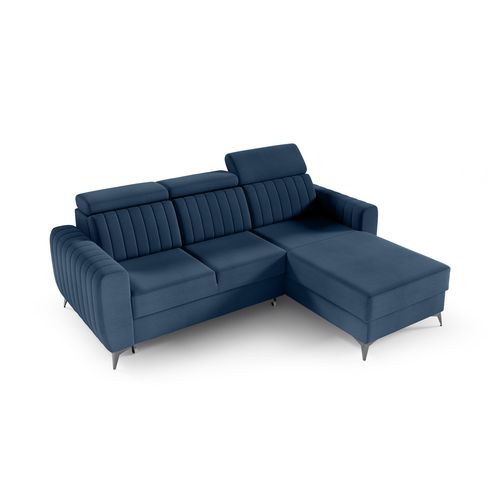 Canapé D’angle Connor I Convertible Avec Coffre - Ottomane Universelle - Bleu Marine