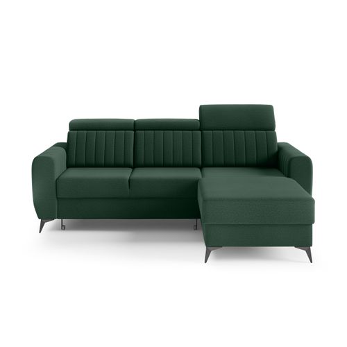 Canapé D’angle Connor I Convertible Avec Coffre - Ottomane Universelle - Verte Foncé