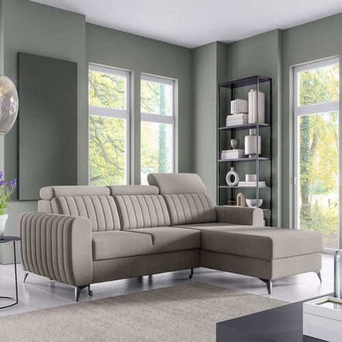 Canapé D’angle Connor I Convertible Avec Coffre - Ottomane Universelle - Beige Foncé