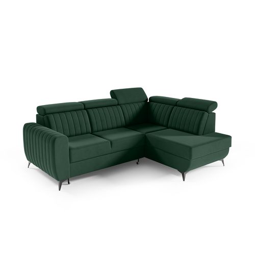 Canapé D’angle Connor II Convertible Avec Coffre - Ottomane Droit - Verte Foncé