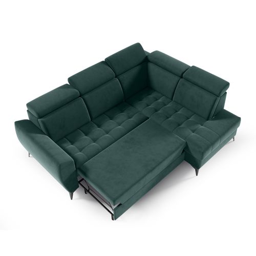 Canapé D’angle Aurora II Convertible Avec Coffre - Ottomane Droit - Vert Foncé