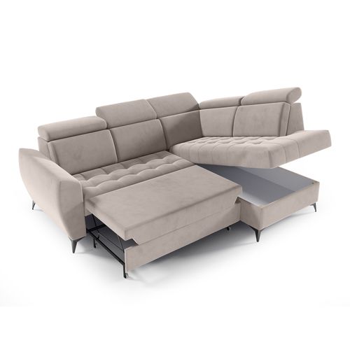 Canapé D’angle Aurora II Convertible Avec Coffre - Ottomane Droit - Beige