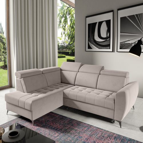 Canapé D’angle Aurora II Convertible Avec Coffre - Ottomane Gauche - Beige