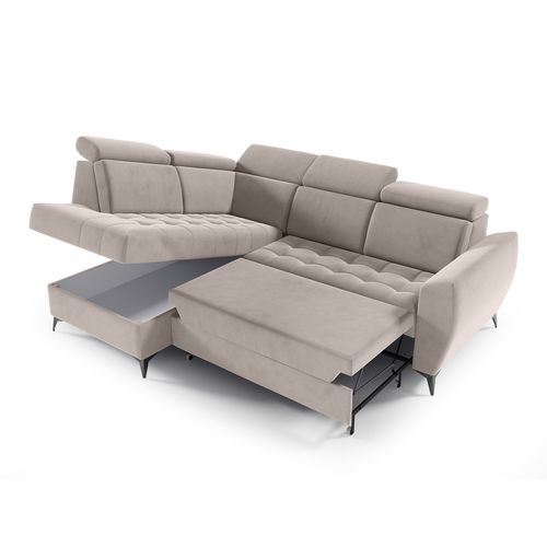 Canapé D’angle Aurora II Convertible Avec Coffre - Ottomane Gauche - Beige