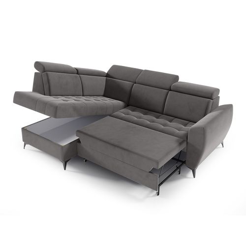 Canapé D’angle Aurora II Convertible Avec Coffre - Ottomane Gauche - Gris