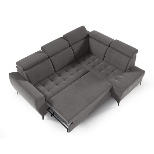 Canapé D’angle Aurora II Convertible Avec Coffre - Ottomane Droit - Gris