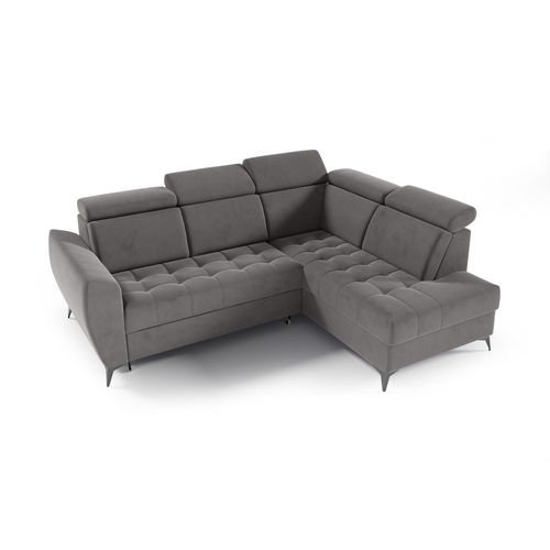 Canapé D’angle Aurora II Convertible Avec Coffre - Ottomane Droit - Gris