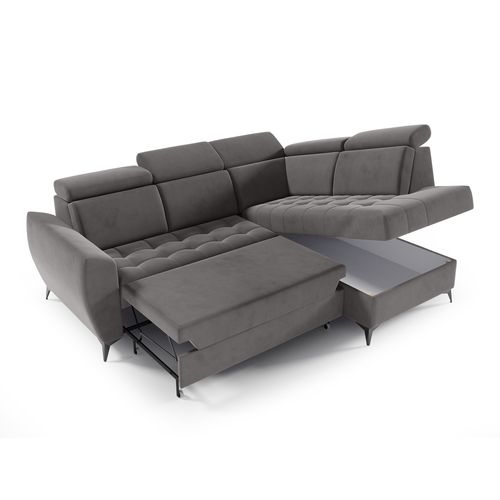 Canapé D’angle Aurora II Convertible Avec Coffre - Ottomane Droit - Gris
