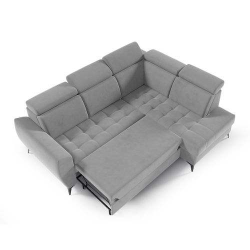 Canapé D’angle Aurora II Convertible Avec Coffre - Ottomane Droit - Gris Clair