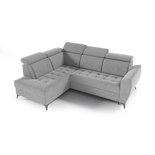 Canapé D’angle Aurora II Convertible Avec Coffre - Ottomane Gauche - Gris Clair