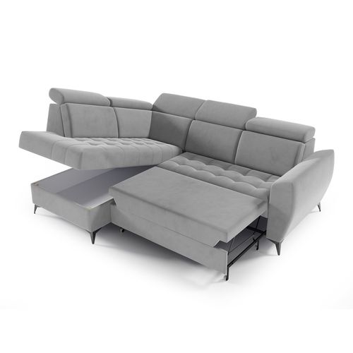 Canapé D’angle Aurora II Convertible Avec Coffre - Ottomane Gauche - Gris Clair