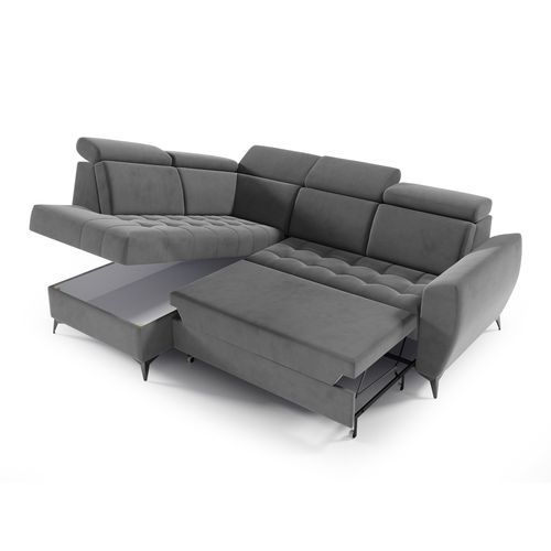 Canapé D’angle Aurora II Convertible Avec Coffre - Ottomane Gauche - Gris Foncé