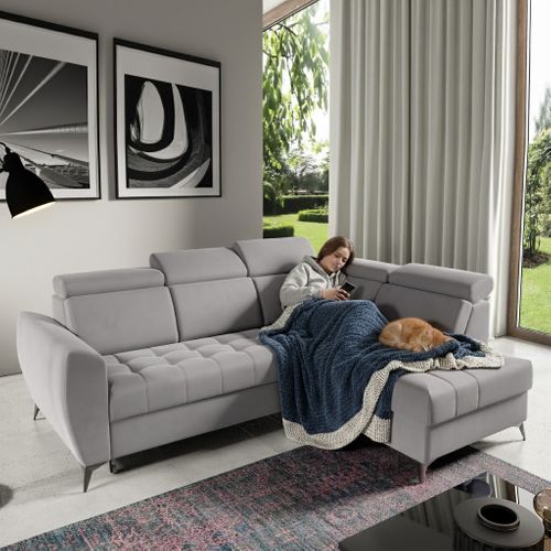 Canapé D’angle Aurora II Convertible Avec Coffre - Ottomane Droit - Gris Foncé